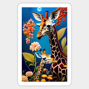 Colorful Floral Flower Giraffe Artwork Sticker